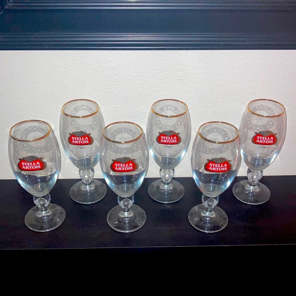 LOT of 6 Stella Artois Glass Chalices